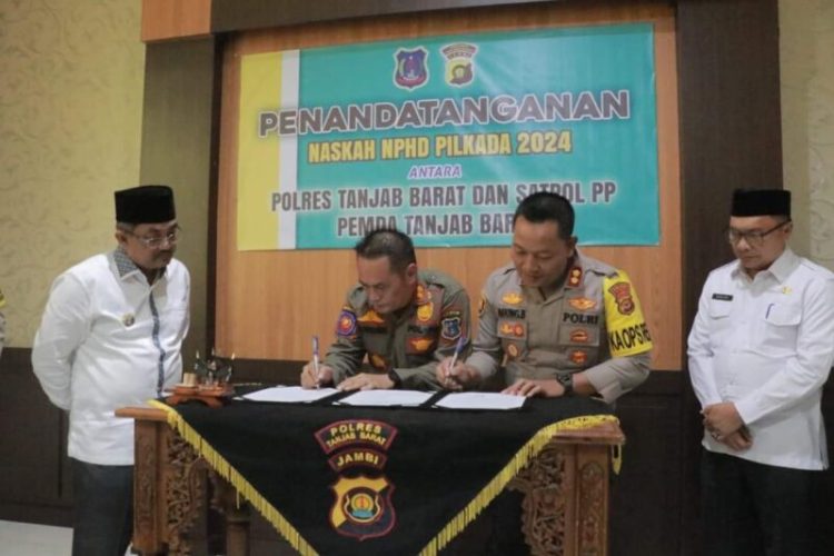 Pemkab Tanjab Barat Gelar Penandatanganan NPHD Pilkada 2024